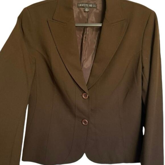 Lafayette 148 Wool Blazer In Chocolate Brown Size 6 - Picture 2 of 8